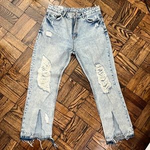 Zara distressed acid wash jeans